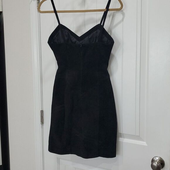 Wilsons Full Suede Elegant Black Mini Spaghetti Strap Dress, Size Xs - Picture 2 of 5